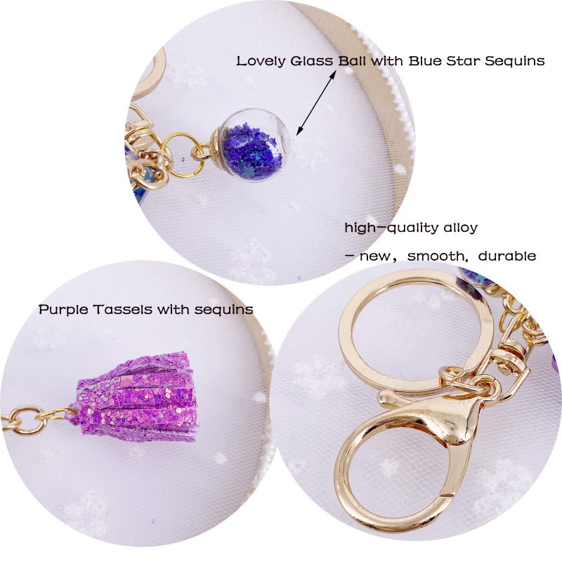 LAXPICOL Purple Letter K Keychain for Women Purse Handbags Resin Alphabet Initial Letter Pendant with Tassel Glass Ball - Image 2